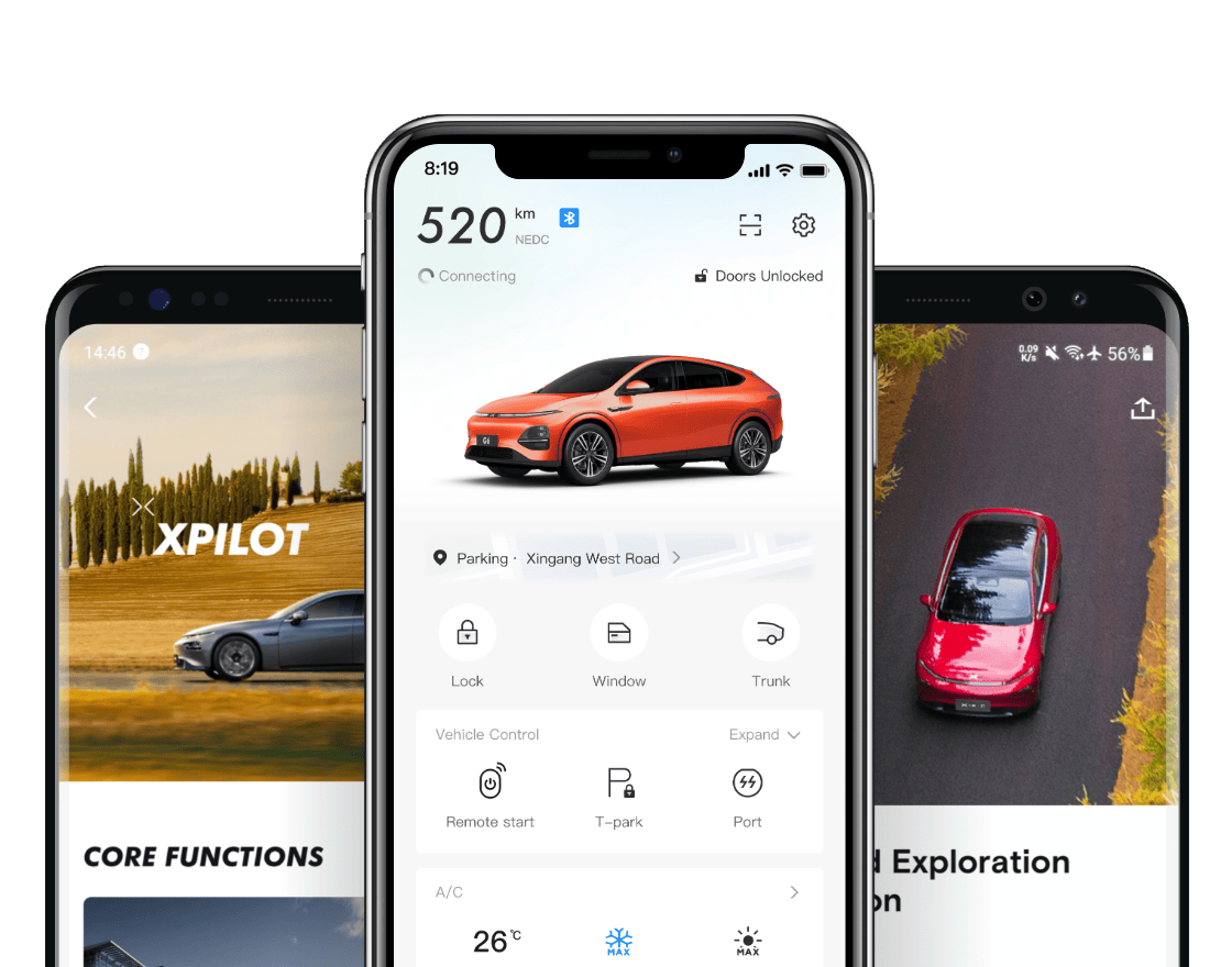 Kontrola z aplikacją XPENG